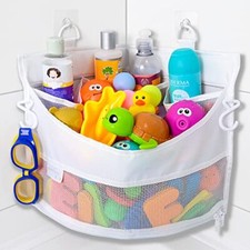 Mesh Bath Toy Holder Organizer   The Perfect Corner Bathtub Toy White Corner