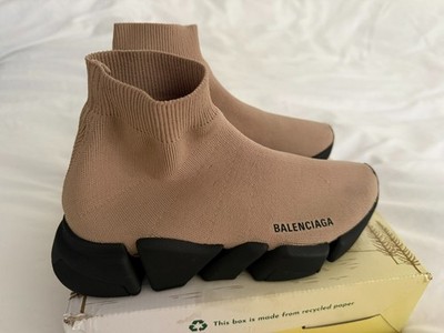 BALENCIAGA WOMEN'S SIZE 39EU 9US SPEED 2.0 RECYCLED KNIT SNEAKER IN BLACK $995