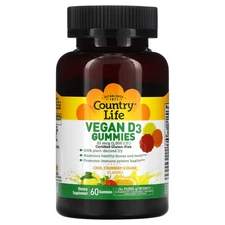 Vegan D3 Gummies, Lemon, Strawberry & Orange Flavors, 25 mcg (1,000 IU), 60
