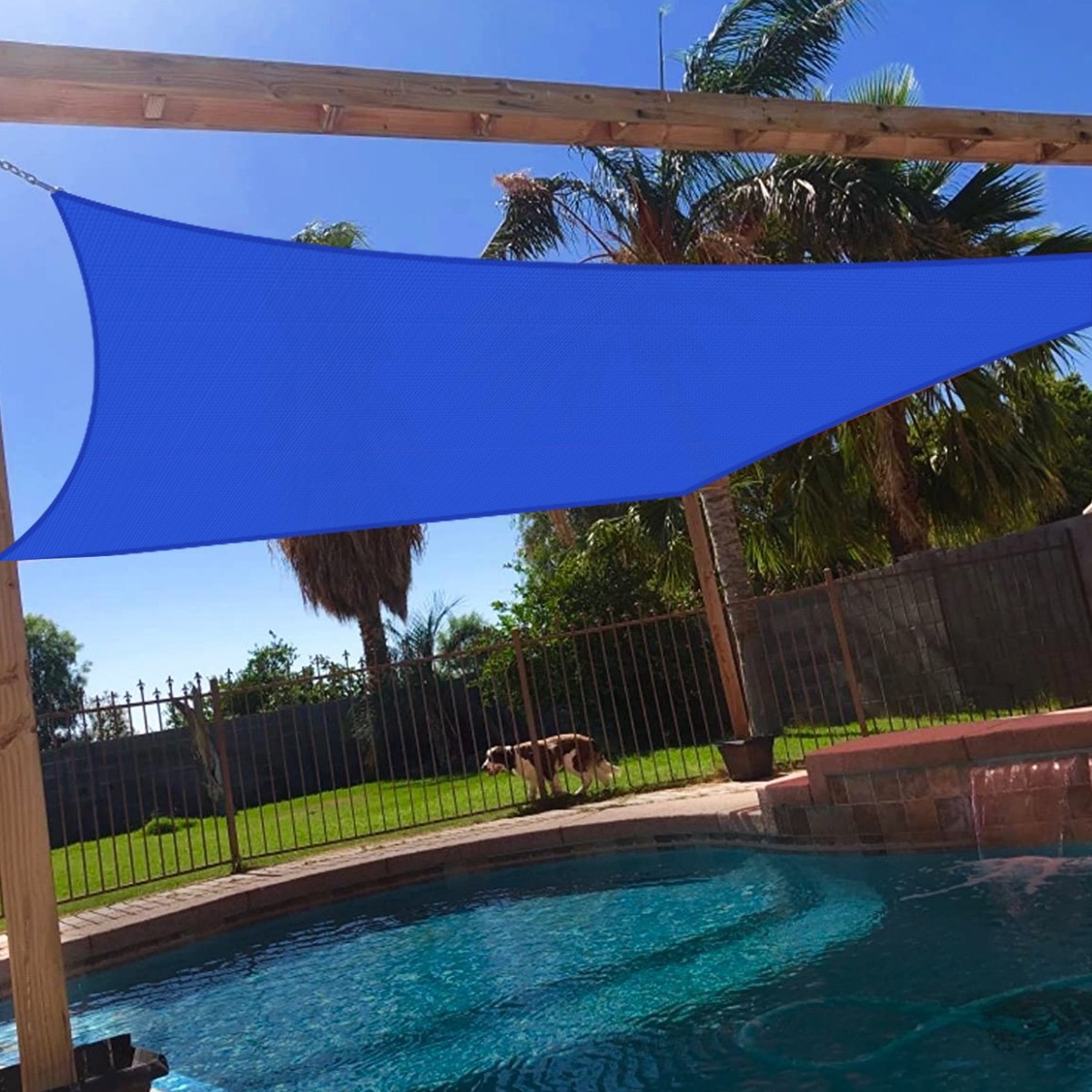 Blue Rectangle Sun Shade Sail Fabric Awning Top Canopy Patio