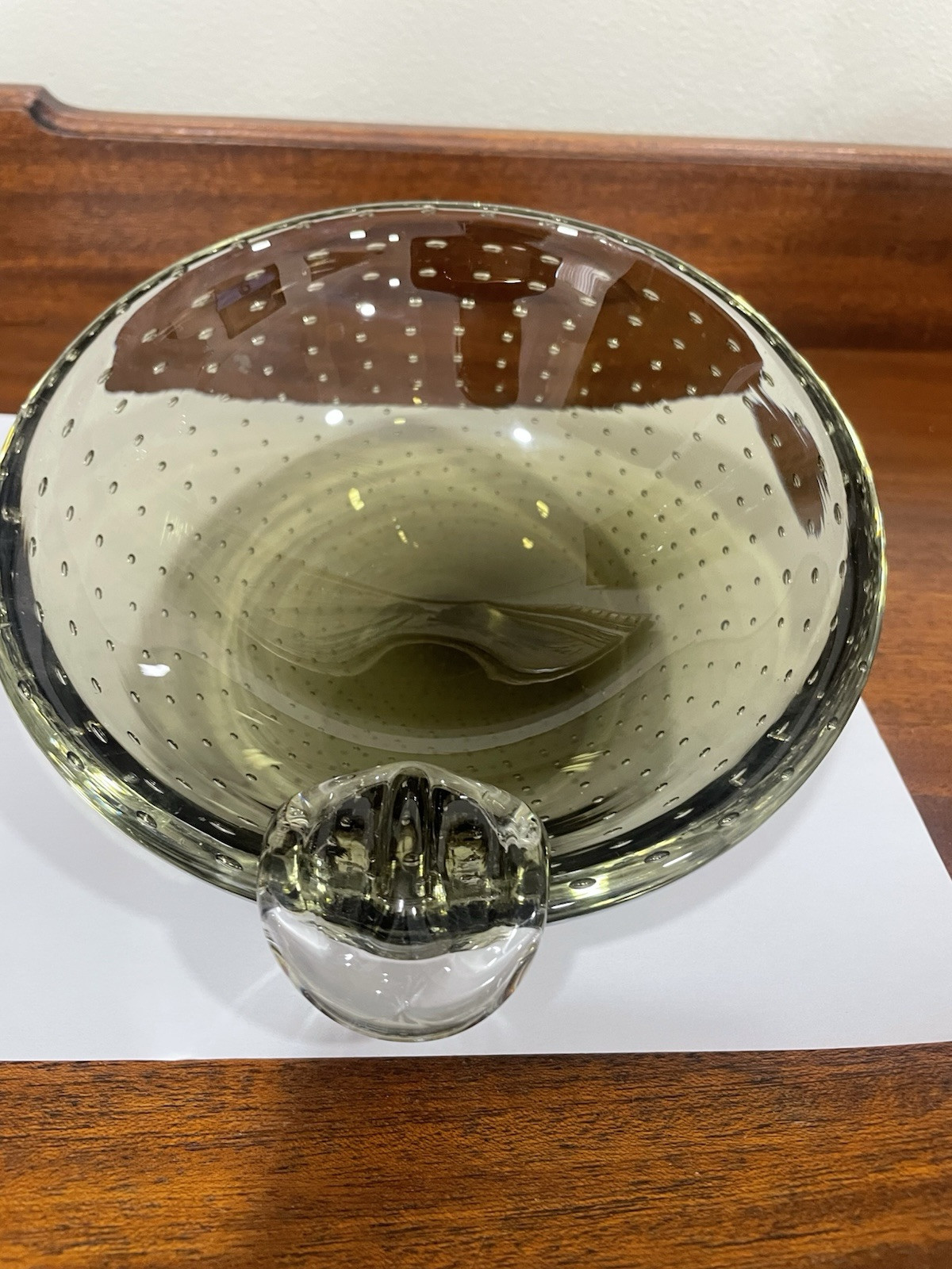 VTG Erickson Signed Nicolet Smokey Art Glass Bullicante Trinket, Ashtray. READ.