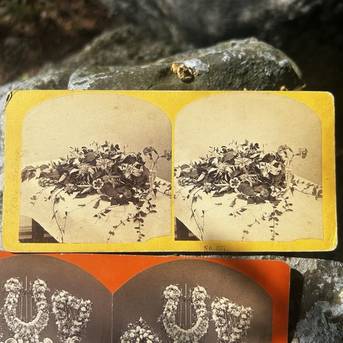 5 Stereoviews of Memorial Flower/funerary Decorations - Picture 2 of 10