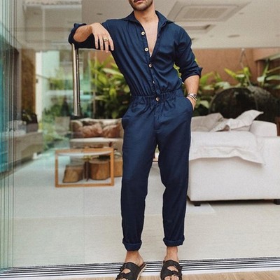 Overall Jumpsuits Mode Reverskragen Revers lange Hose Herren Overall