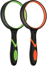 2 Pack 75Mm 10X Handheld Magnifying Glass,Rubber Reading Magnifier for Kids S...