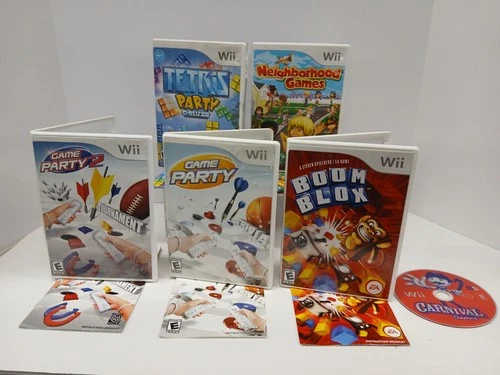 Lot of 6 Nintendo Wii Family Games inc Carnival Game Party 2 Neighborhood Tetris