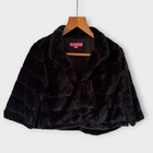 Betsey Johnson Kunstfell Cape Capelet Jacke Schal schwarz Gr. M Crop Party Gothic