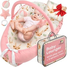 Portable Baby Lounger Newborn to 24 Months w/Removable Arch 3 Toys