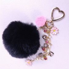 Purse Charm, Bag Charm, Bag Clip, Pom Poms Charms Heart Clip 158