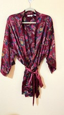 Vintage Victoria  s Secret Satin Robe Paisley Floral Print One Size