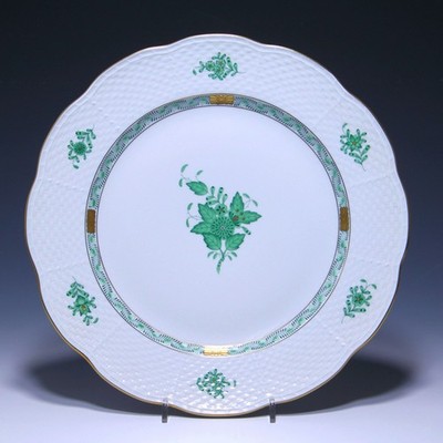 Herend Porzellan Runde Platte APPONYI grün 527/AV - I. Wahl Ø 28,7 cm