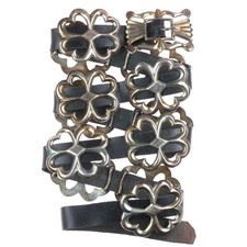 Long Vintage Navajo sterling silver sandcast concho belt
