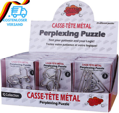 24 Stück Knobelspiele Metall, Metallpuzzle Metallknobellei Set IQ Spiele Gedulds