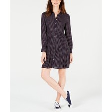 NWT Tommy Hilfiger Womens Size 8 Red White Blue Star-Print Shirt Mini Dress NEW