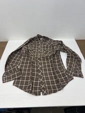 Vintage Lee Plaid Western Pearl Snap Button Shirt MENS L Extra Long Tail Cowboy