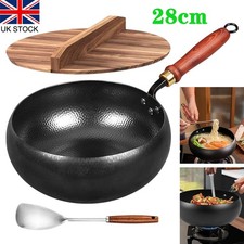 Cast Iron Woks Hand-Forged Wok Pan Non Stick with Anti-Scalding Handle HOT