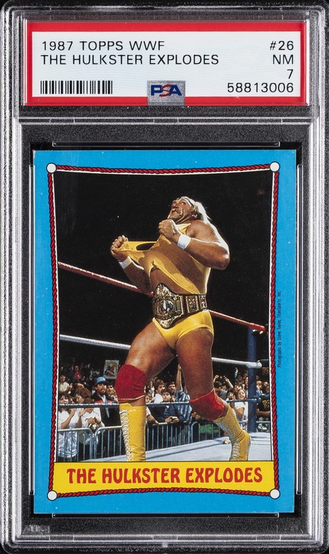 1987 TOPPS WWF #26 THE HULKSTER EXPLODES PSA 7