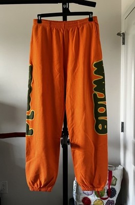 Sp5der Beluga World Wide Orange Fleece Sweatpants Men s Size Large