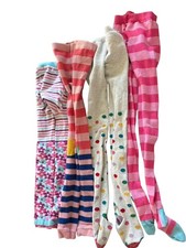 Hanna Andersson Girls Footless Tights Flowers Stripes Sz 5-7 110 SET