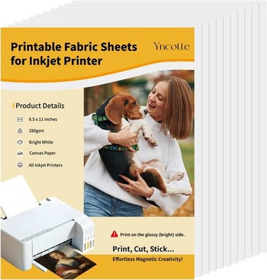 10Pcs Canvas Printer Paper for Inkjet Printers, 8.5x11'' Bright White 280gsm P...