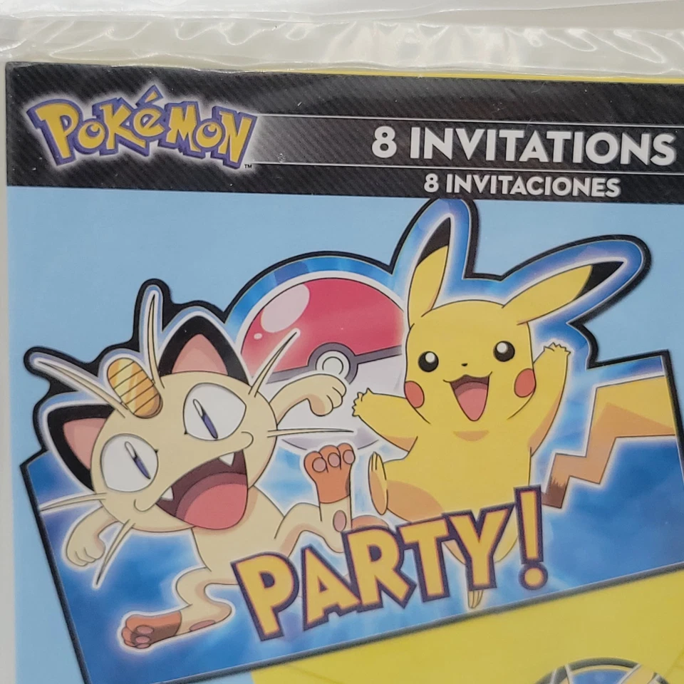 NUEVO 2014 Pokemon Invitaciones de Fiesta 8pk con Sobres Pokemon Pikachu y Amigos Foto 2 de 4