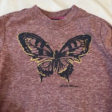 Eddie Bauer Girls Sweatshirt Butterfly 7/8 Pink Pull Over