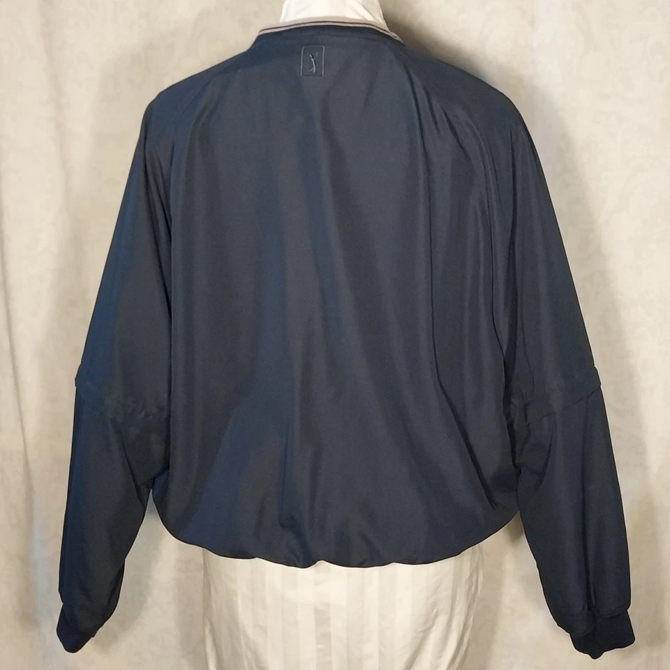 PGA Tour Golf Windbreaker Men's Large Pullover Water Wind Resistant Black V Neck - Image 2 of 4