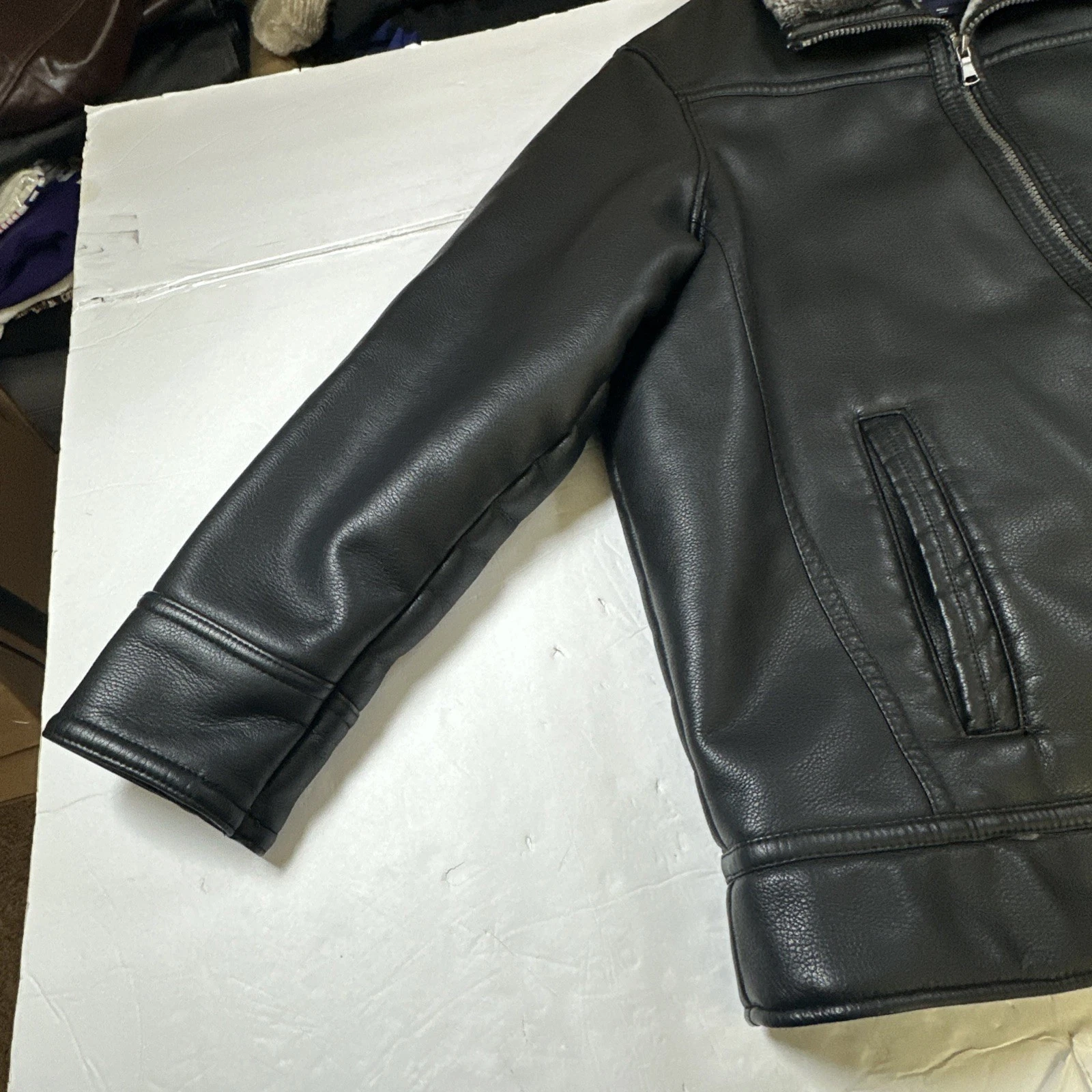 Roundtree & Yorke Big Man Faux Fur Jacket Fleece Lined Heavy Weight Black 2XB - product detail image 6