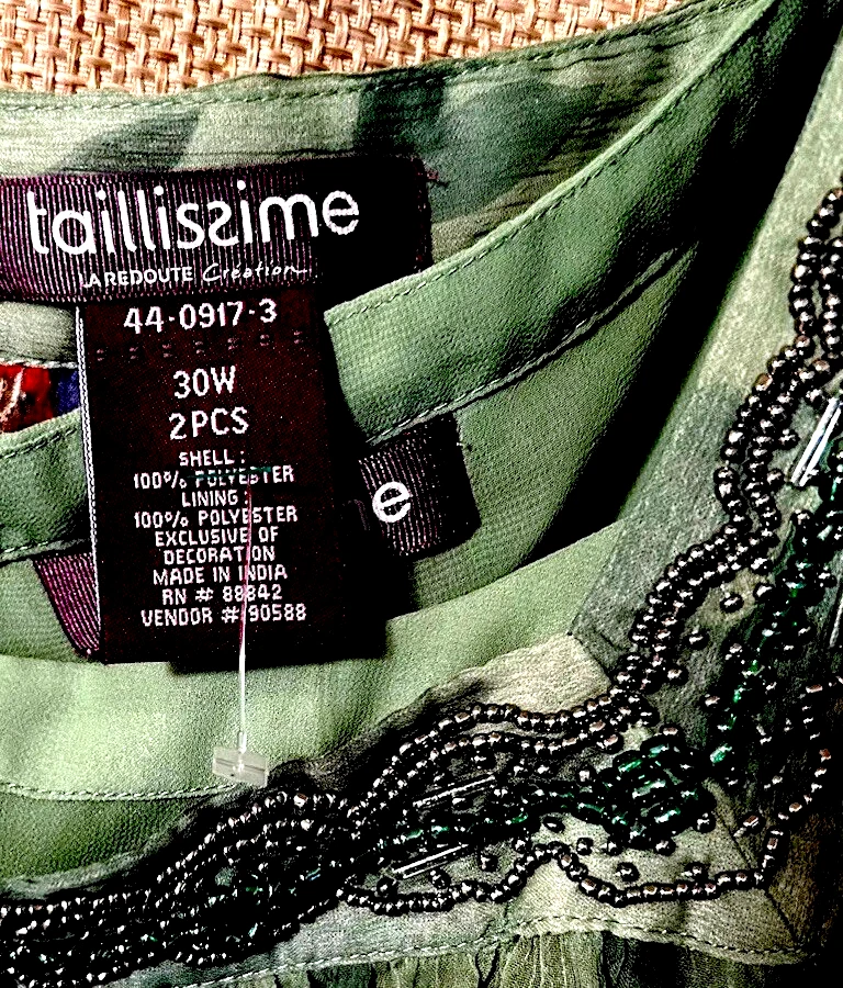 Blusa Taillissime Top 30 Verde Cachemira 2 piezas + Cuentas Cami Fairycore Talla Grande 30W Foto 3 de 4