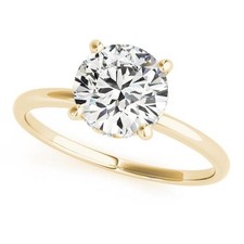 VS F 2.35 Ct Lab Grown Round Diamond Solitaire Engagement Ring 14K Yellow Gold