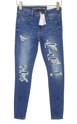 American Eagle Outfitters Jegging Femme Jeans W27 Temp Tech Stretch Bleu - Photo 1/4