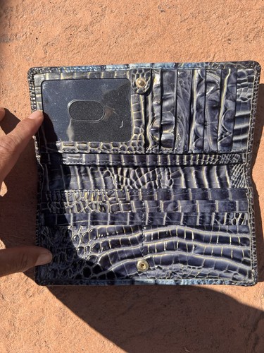 Brahmin Ady Leather Wallet Blue Croc Reptile - Picture 3 of 9