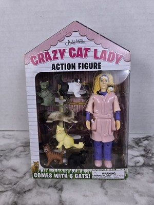 Archie McPhee 'Crazy Cat Lady' Action Figure W/ 6 Cats