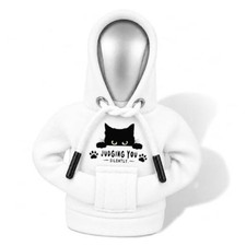 Peeking Gear Shift Hoodie, Shift Knob Cover, White Washable Black Cat