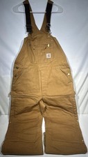 Carhartt R41 Brown Duck Zip To Thigh Quilt Lined Overalls 40x32 Zipper Fly Bib