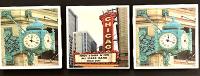 Ringo Starr Chicago Theater Marquee Coasters Marshall Field Clock Tiles - 3