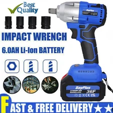 Brushless 1/2" Cordless Electric Impact Wrench Gun Driver & Socket Tool +Battery