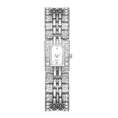 Women Exquisite Square Dial Analog Quartz Wrist Watch Full Rhinestone Slim Strap