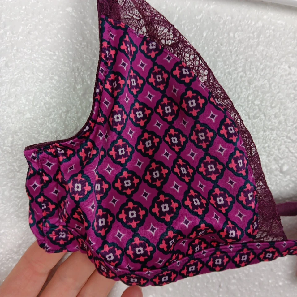 Sujetador Victoria's Secret Bralette Talla Pequeña Púrpura Rosa Encaje Satinado Mujer Nuevo con Etiquetas Foto 2 de 4