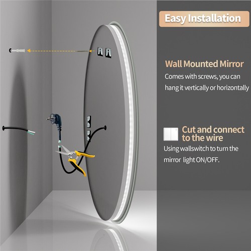 Oval LED Illuminated Bathroom Mirror Defogging LED Dimmable Wall ...