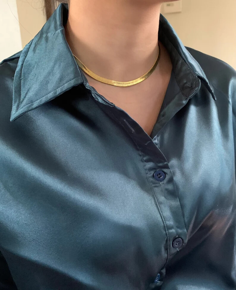 10K Solid Yellow Gold Herringbone Chain Necklace 3mm 16-24 Inch High Polish