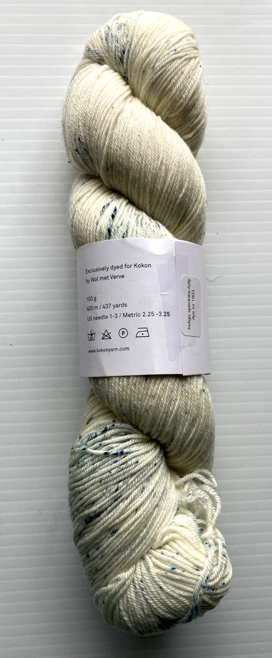 Madeja KOKON INDIGO SPECKLES Hilo para Dedos Edición Limitada Merino 437 Yardas Foto 2 de 4