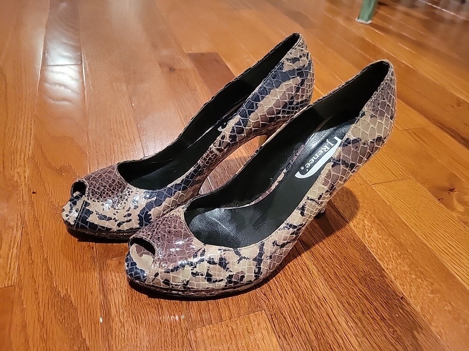 J Renee Stiletto High Heels Snakeskin Brown Black Beige Shoes Womens