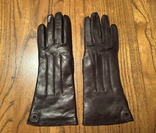 COACH Leather Womens Gloves with Cashmere Lining Burgundy/Brown Size 7