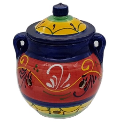 Knoblauch Vorratsdose Geschirr 16 cm x 15 cm Spanische Handarbeit Keramik Pottery 