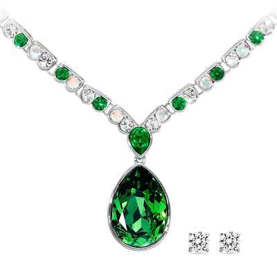 NEW Pica LéLa Australia Lady Jade necklace and GWP CZ earrings set