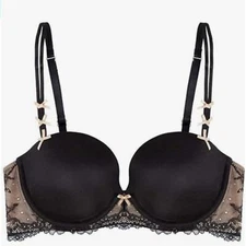 Heidi Klum Heidi French Lace Keyhole Contour Bra Black Size 36B