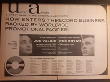 Joe Valino And Wes Bryan Original 1957 United Artists Promo Poster Ad Framed!