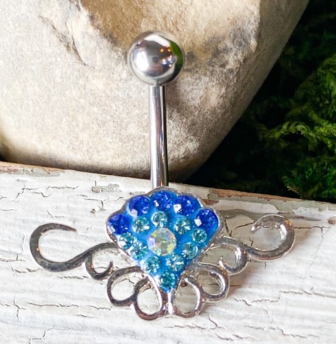 Tribal Crystal Explosion Blue Gem Belly Ring Navel Piercing Pierced Naval - 第 1/3 張圖片
