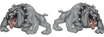 Aufkleber-Set Gefährliche Bulldoggen 12,5 x 8 cm Danger Bulldogs Sticker Decal