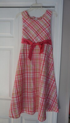 Bonnie Jean Girls Dress Size 18 Pink Plaid Tea Party Ball Holiday School Tank